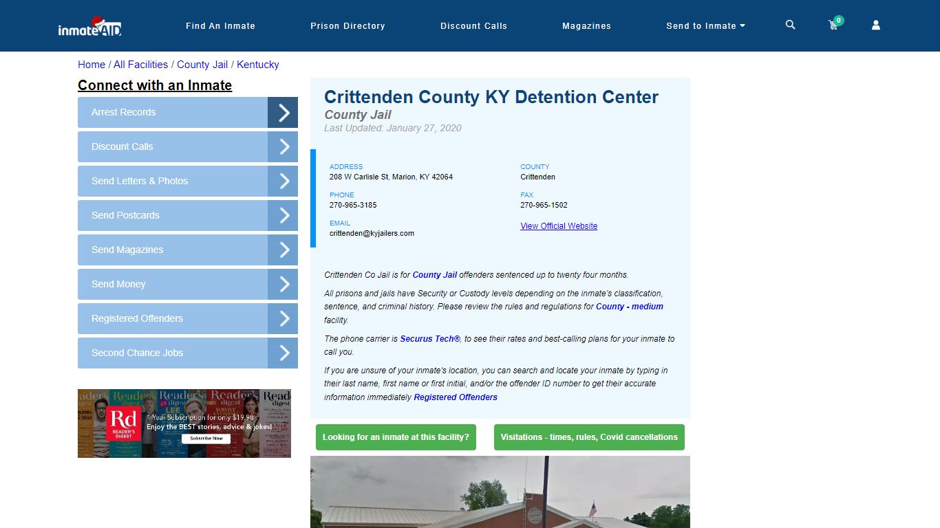 Crittenden County KY Detention Center - Inmate Locator - Marion, KY