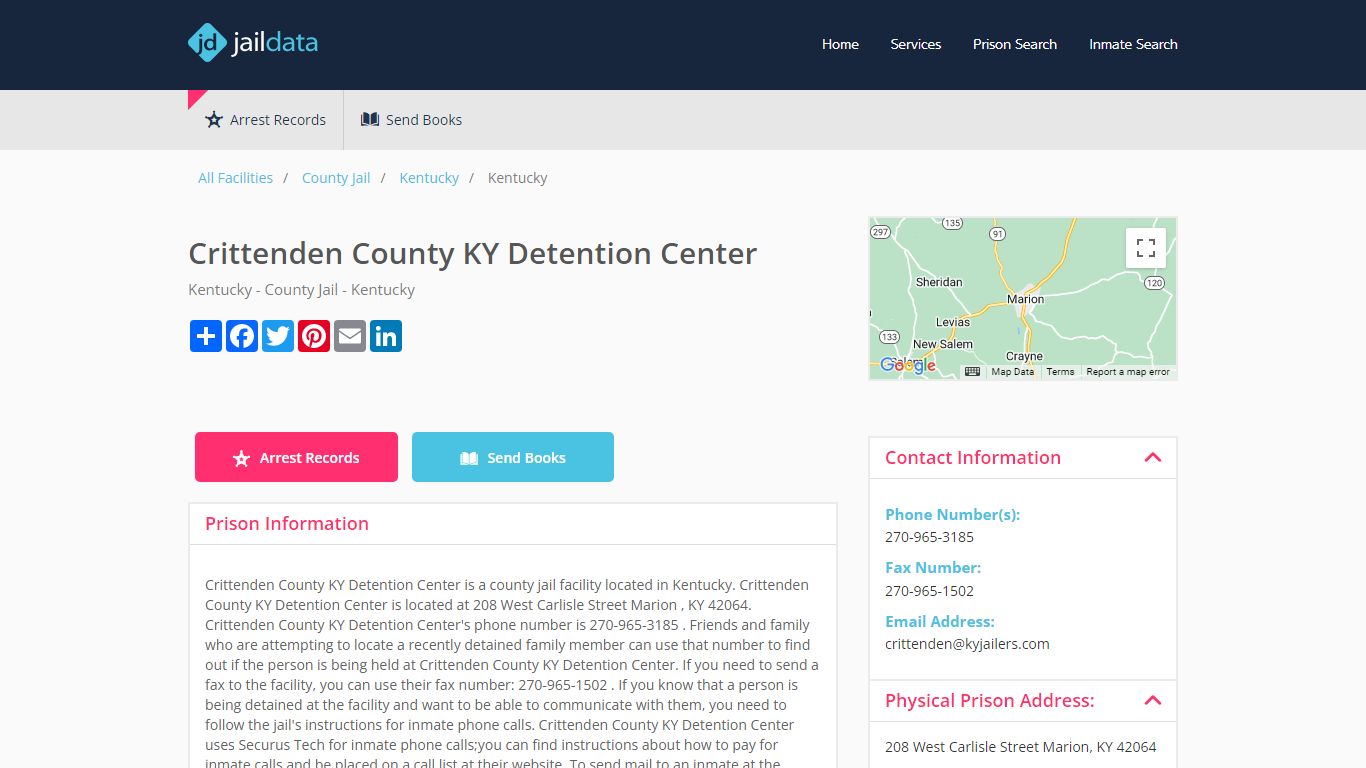 Crittenden County KY Detention Center Inmate Search and Prisoner Info ...